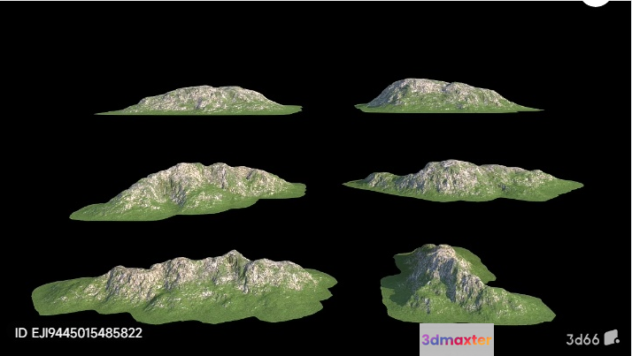 Three-Dimensional Landscape With Mountains 3D Model - 3354 - VRAY Render
