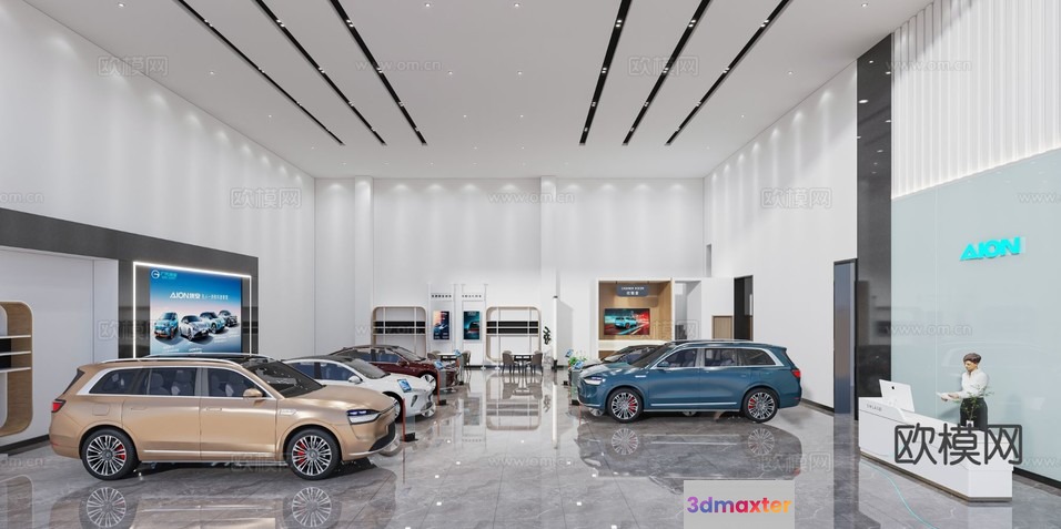 Modern Car Showroom 3D Model - 11128 - VRAY Render
