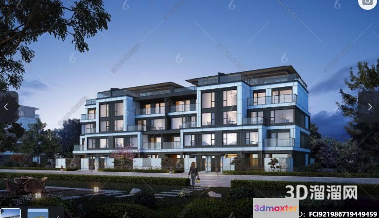 Modern Apartment Building 3D Model - 6990 - VRAY Render