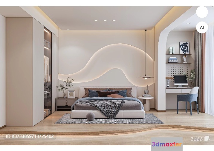 Modern Bedroom 3D Model - 18091 - VRAY Render