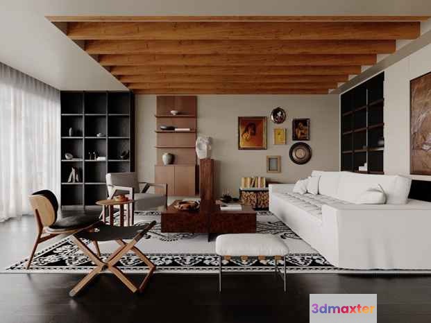 Modern Living Room 3D Model - 130 - VRAY Render