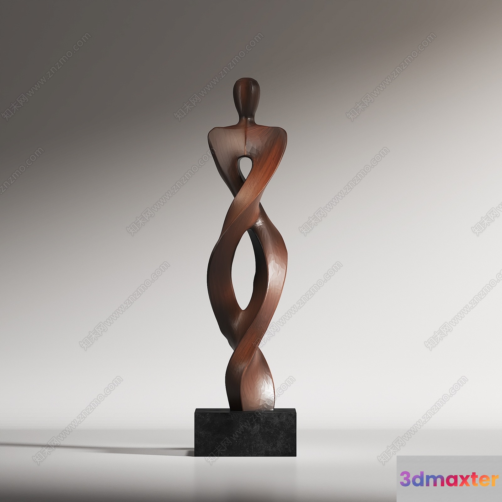 A Wooden Sculpture Of A Person 3D Model - 9524 - VRAY Render