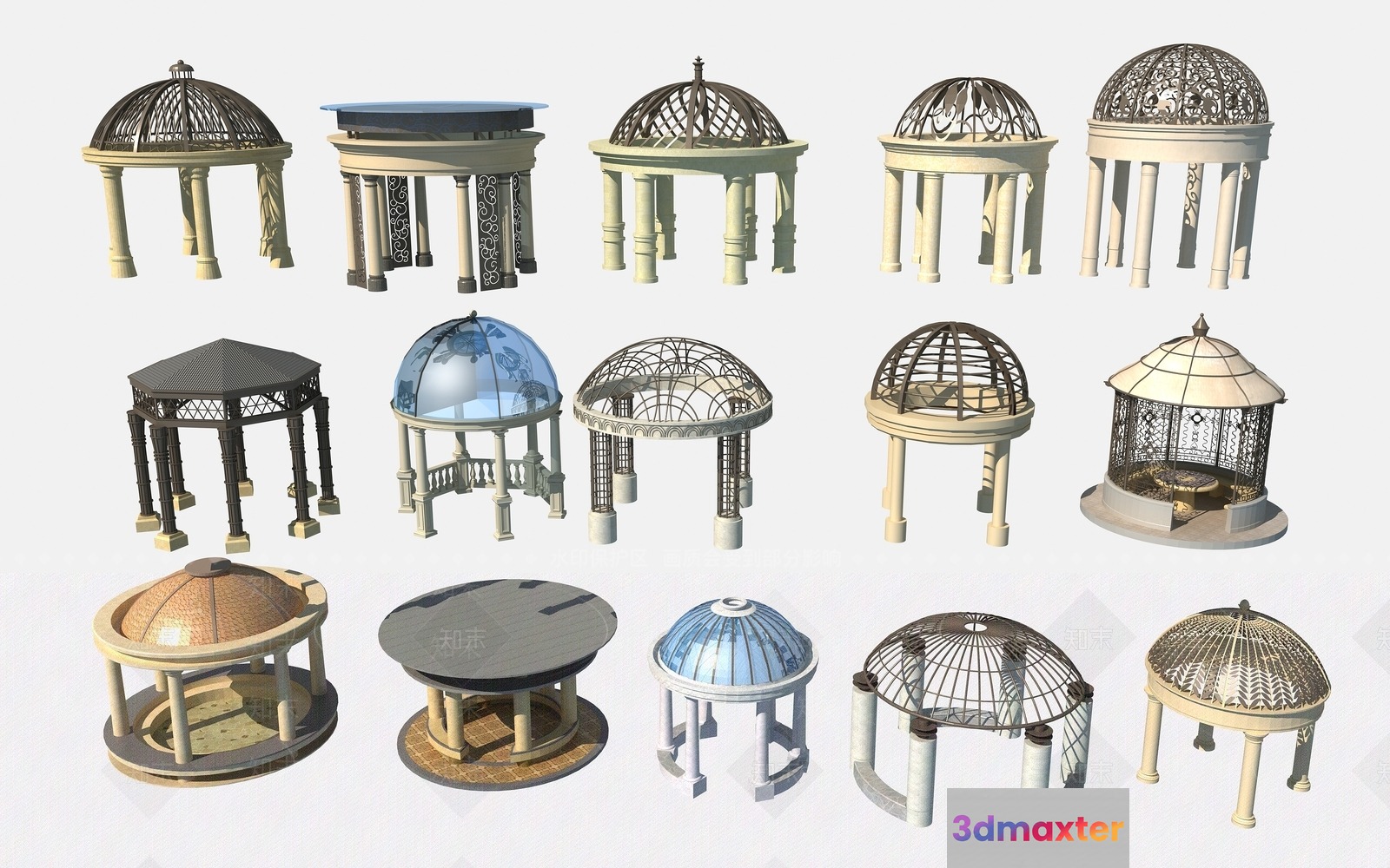 Examples Of Correct Answers: Gazebos 3D Model - 14105 - VRAY Render