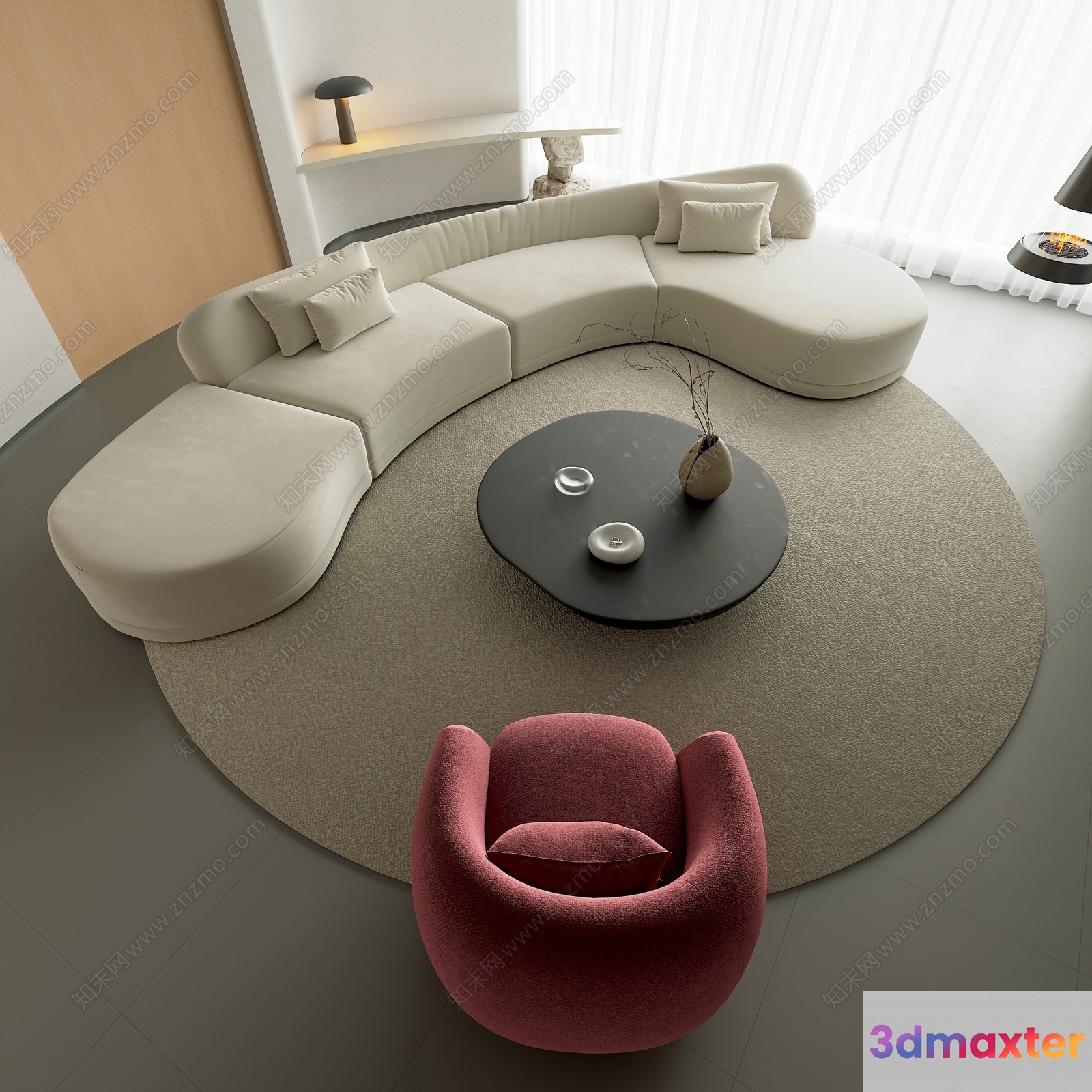 Modern Living Room 3D Model - 12907 - VRAY Render