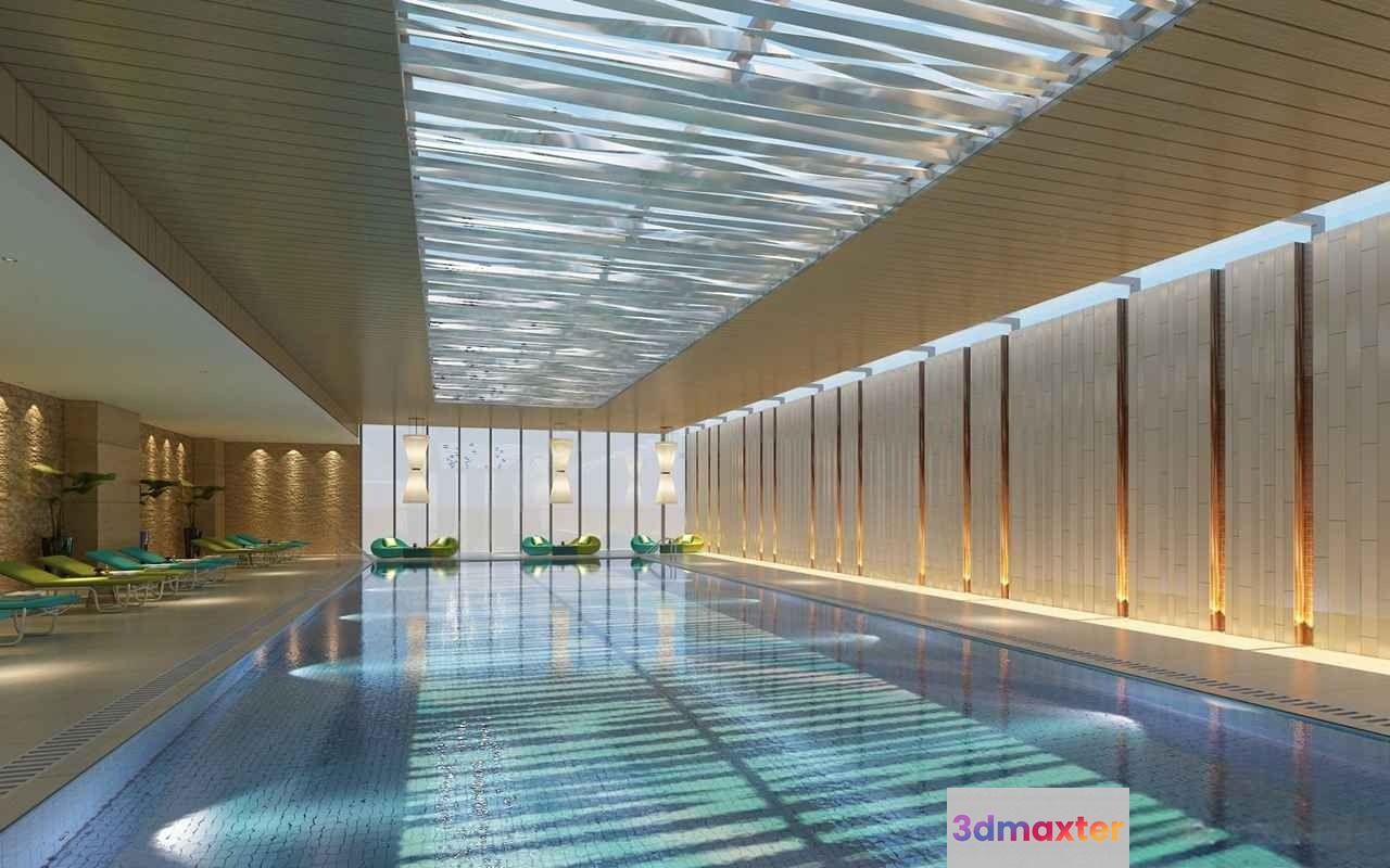 Modern Indoor Pool 3D Model - 5396 - VRAY Render