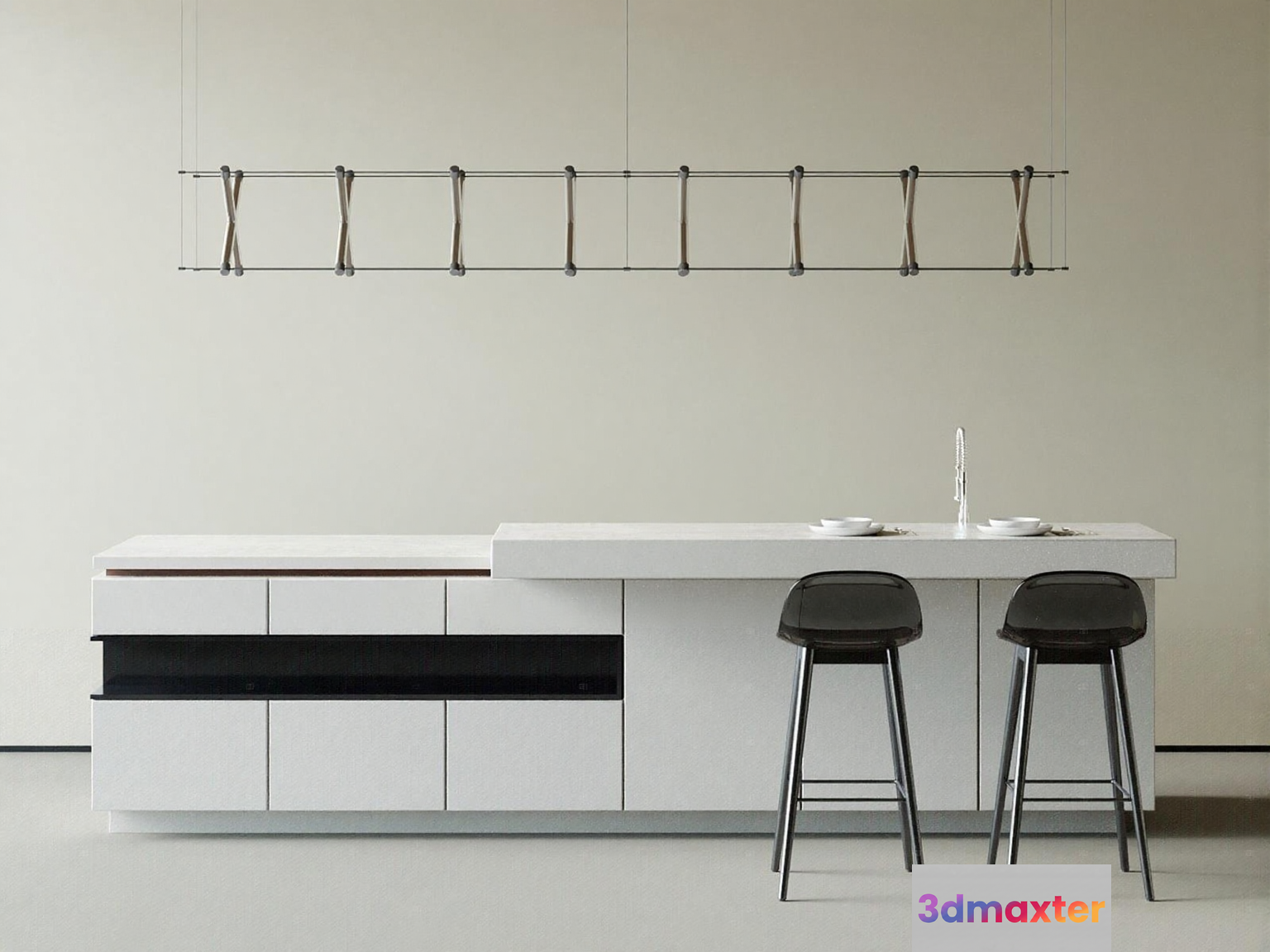 Modern Minimalist Kitchen 3D Model - 9288 - CORONA Render