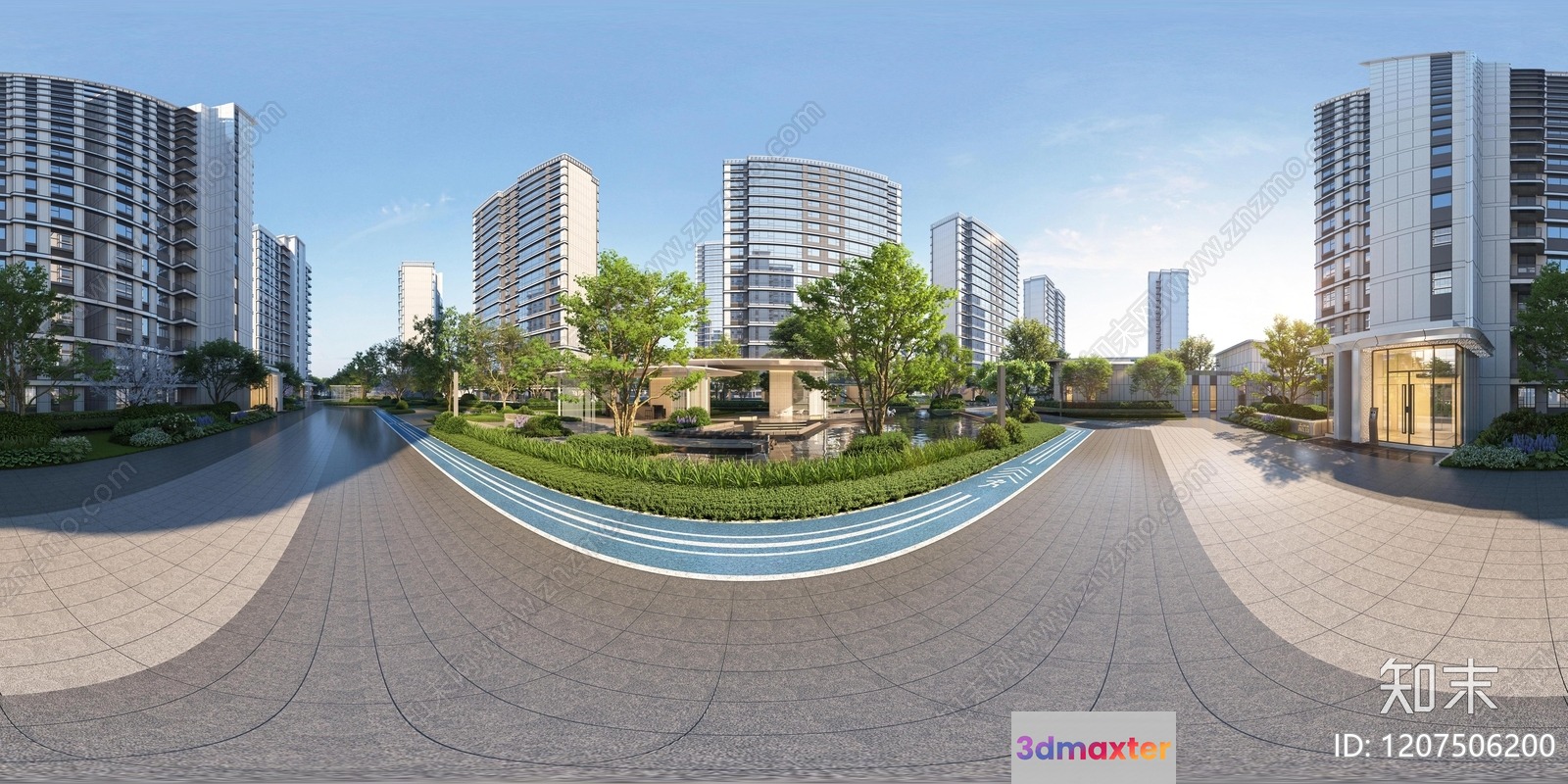 Urban High-Rise Residential Area 3D Model - 6086 - VRAY Render