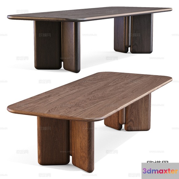 A Wooden Table With A Minimalist Design 3D Model - 3509 - VRAY Render