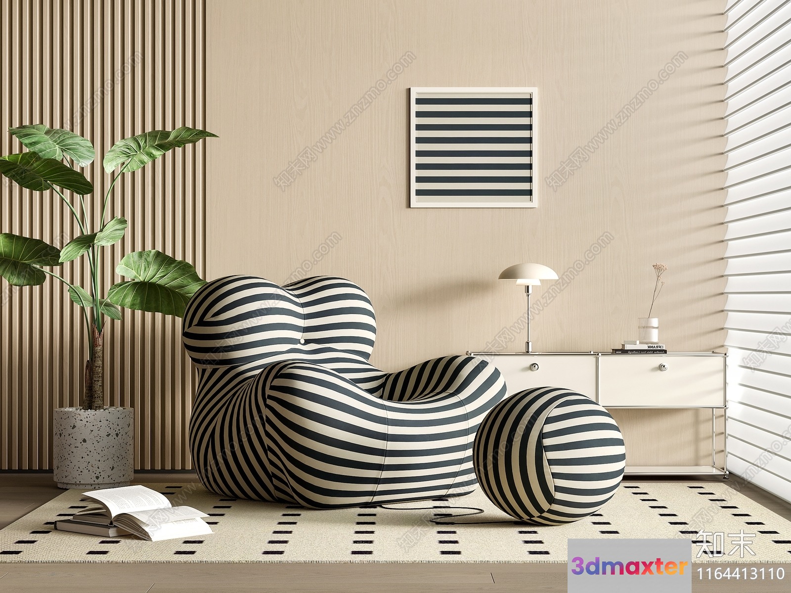 Modern Living Room 3D Model - 8086 - VRAY Render