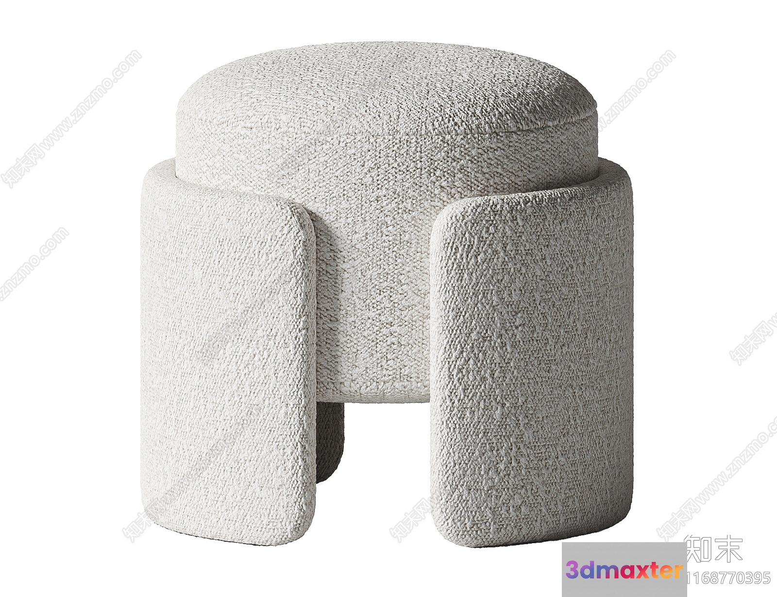 Modern White Upholstered Chair 3D Model - 2297 - VRAY Render