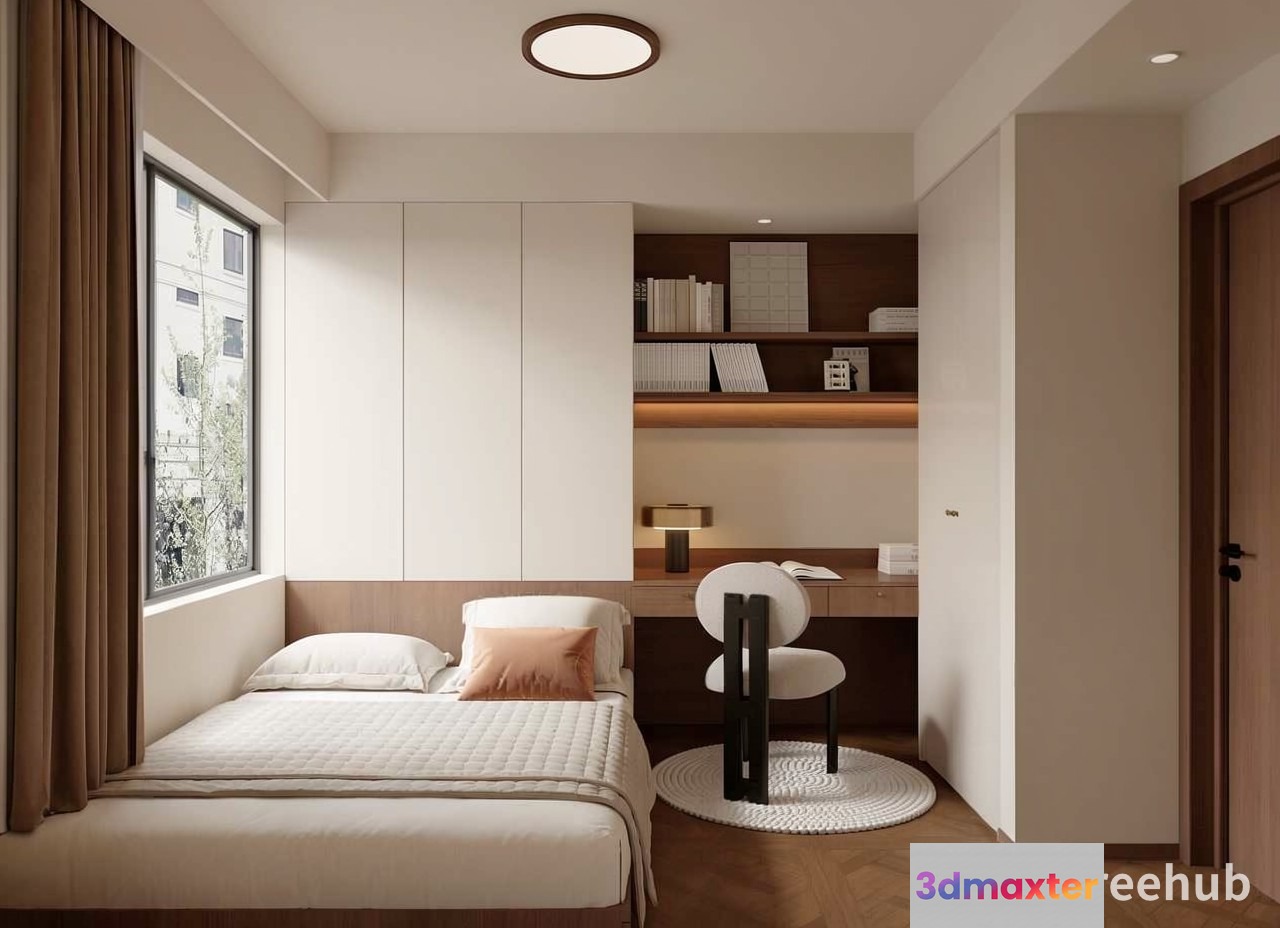 A Small Modern Bedroom 3D Model - 21548 - VRAY Render