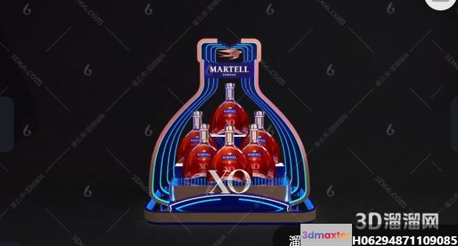 A Martell Xo Bottle Display 3D Model - 9336 - VRAY Render