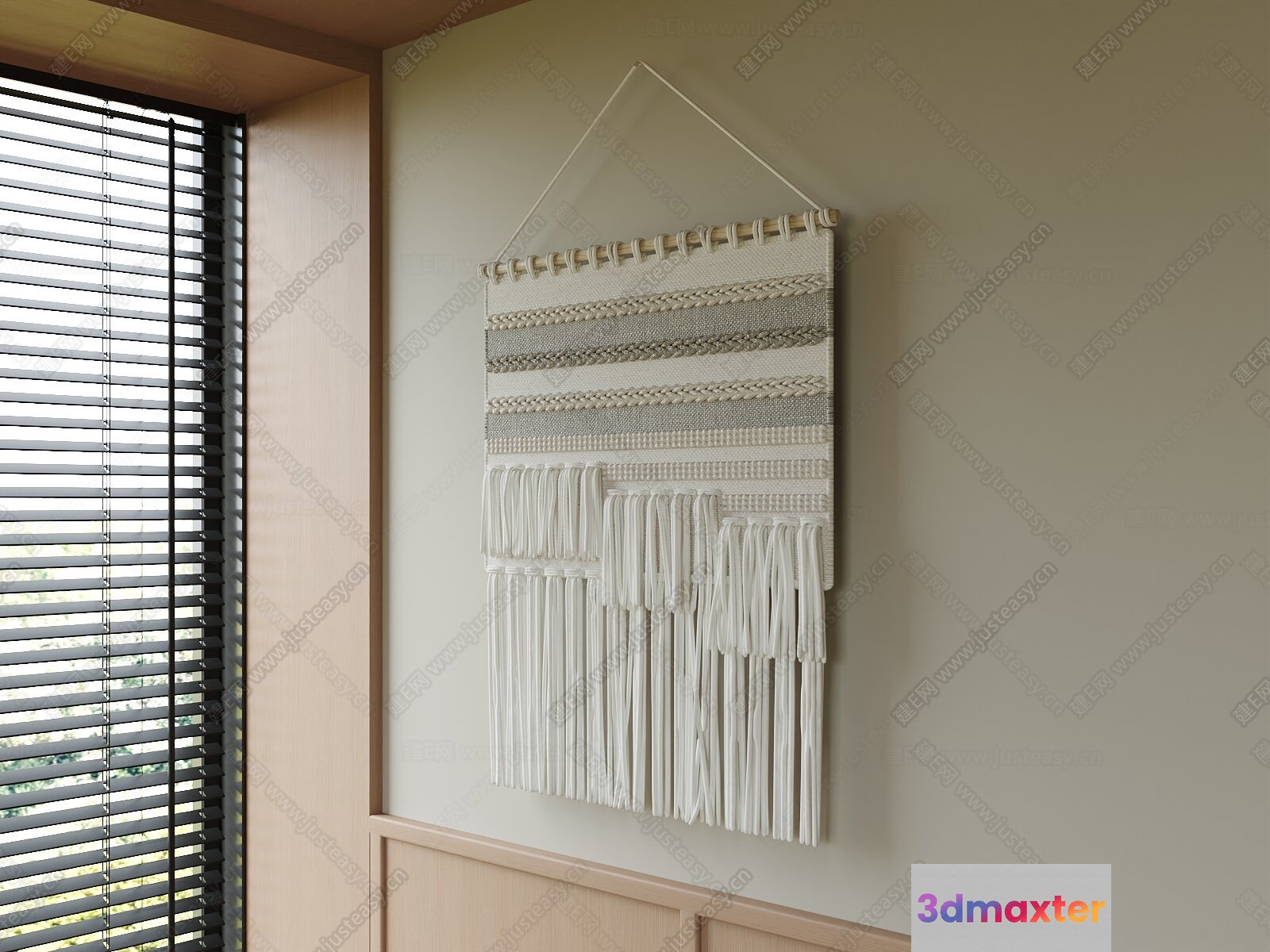 A Large White Macrame Wall Hanging 3D Model - 23365 - CORONA Render