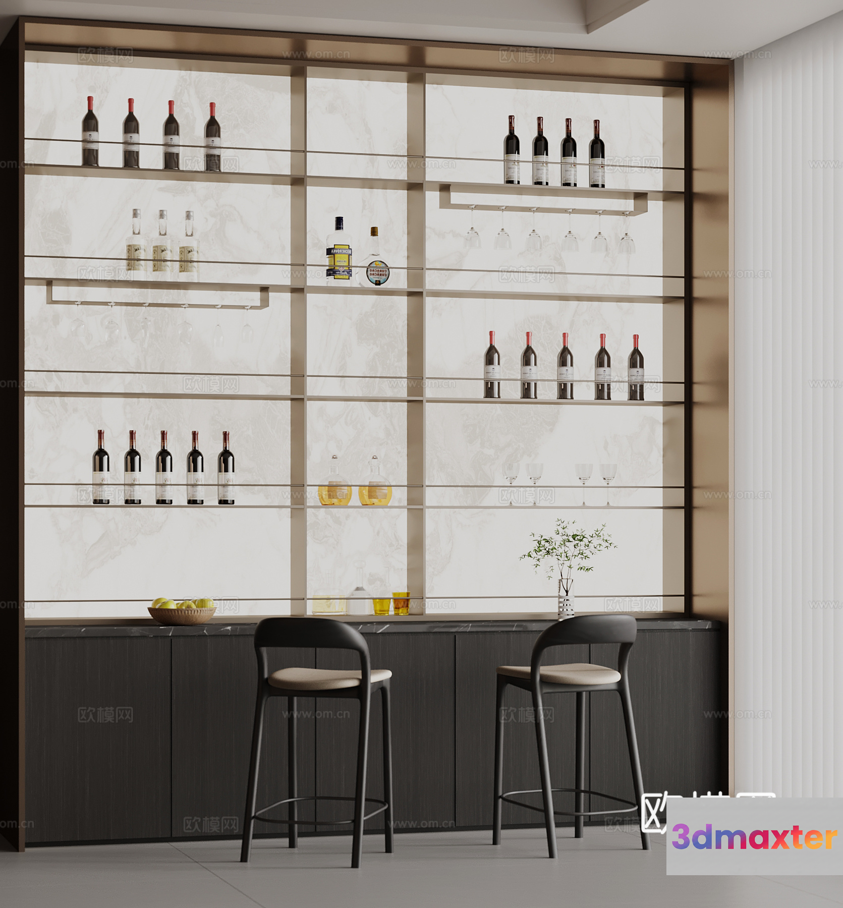 Modern Bar Area 3D Model - 15451 - VRAY Render