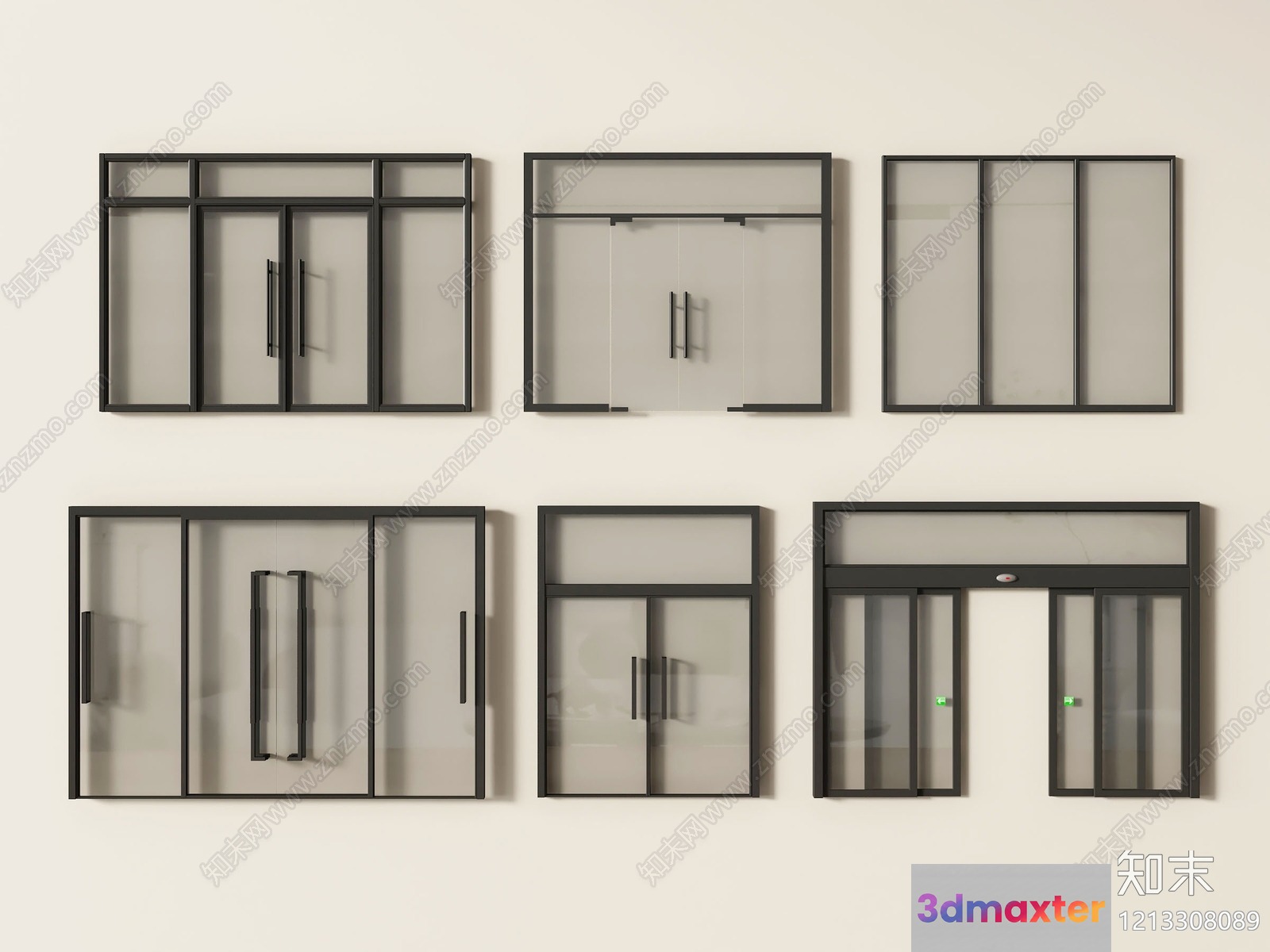 Modern Glass Doors 3D Model - 12800 - VRAY Render