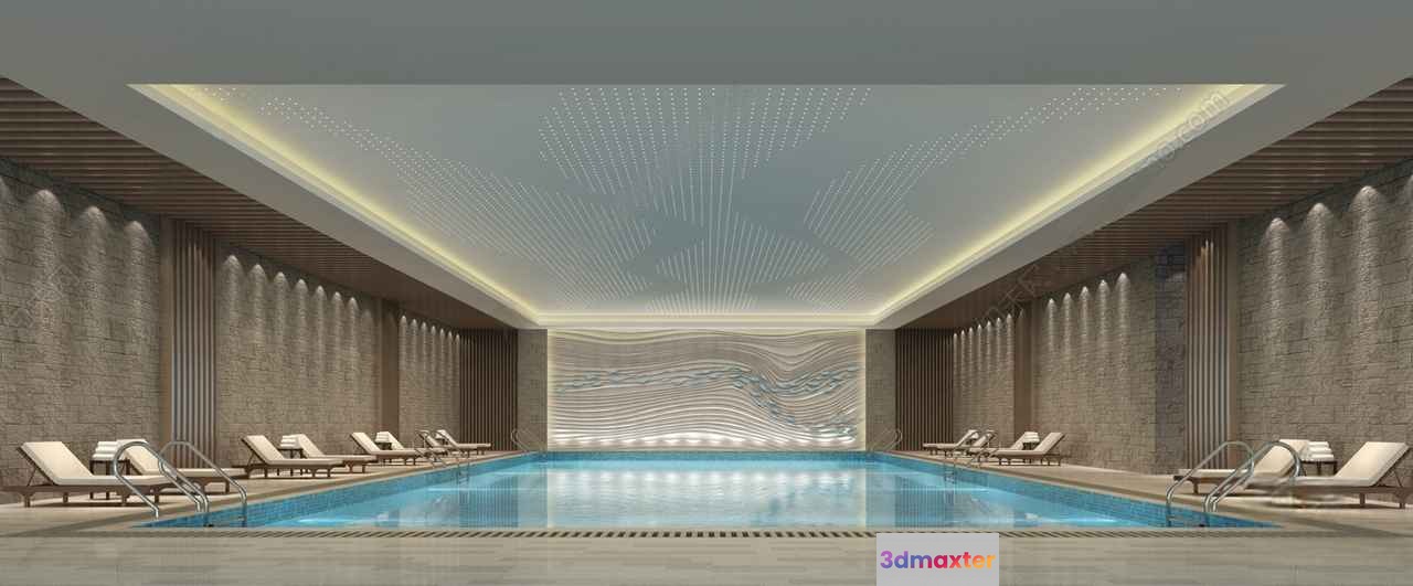 Modern Indoor Pool 3D Model - 5114 - VRAY Render