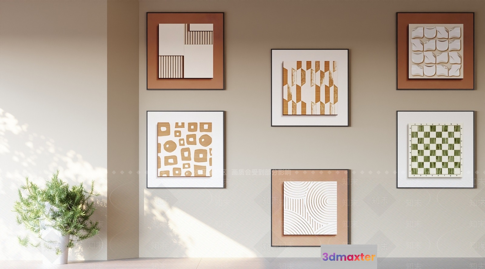 Abstract Art Pieces 3D Model - 9052 - VRAY Render
