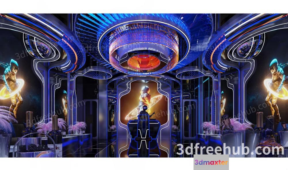 Modern Futuristic Bar 3D Model - 23521 - VRAY Render