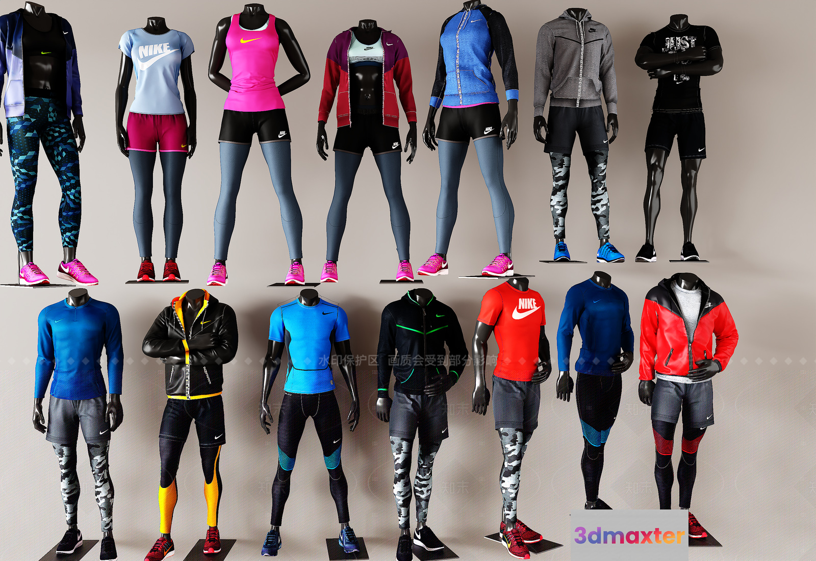 Mannequins With Athletic Wear 3D Model - 10608 - VRAY Render