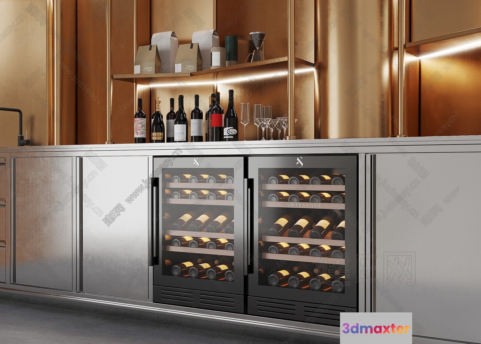 Modern Wine Fridge 3D Model - 18134 - VRAY Render