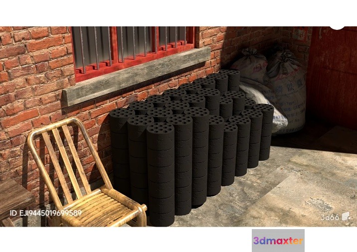 A Stack Of Black Cylindrical Objects 3D Model - 14832 - VRAY Render