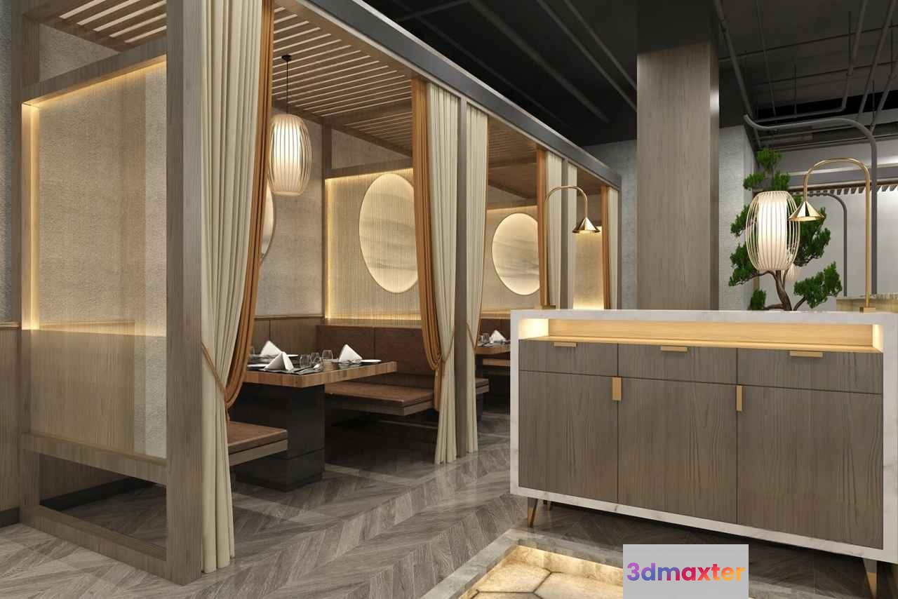 Modern Asian Restaurant 3D Model - 8957 - VRAY Render