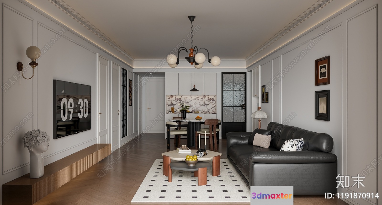 Modern Living Room 3D Model - 12663 - VRAY Render