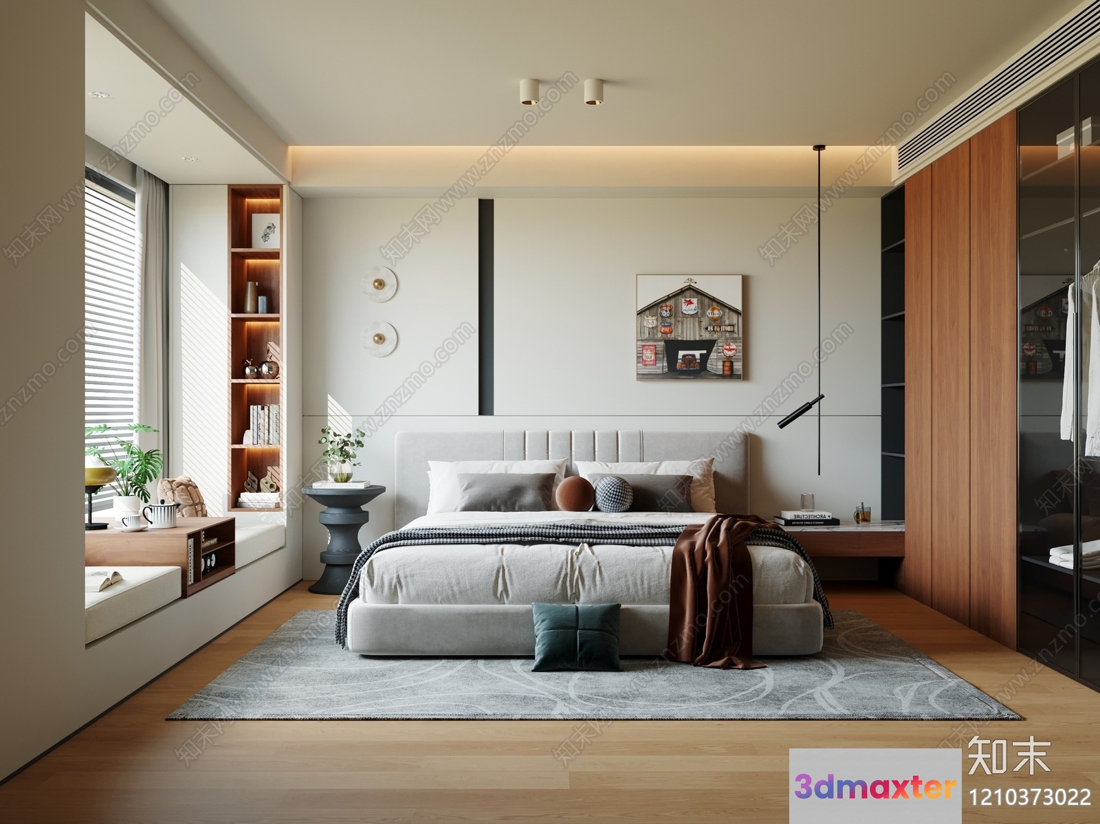 Cozy Modern Bedroom 3D Model - 12545 - VRAY Render