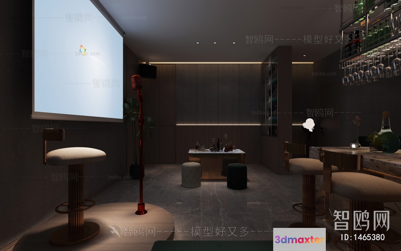 Modern Bar Area 3D Model - 11483 - VRAY Render