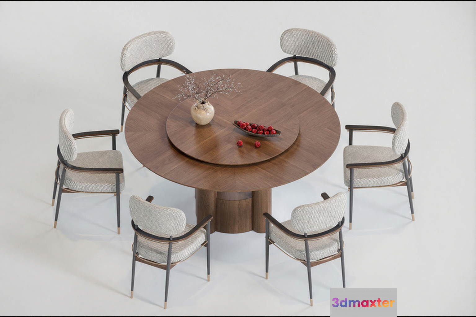 A Round Wooden Table 3D Model - 6249 - CORONA Render