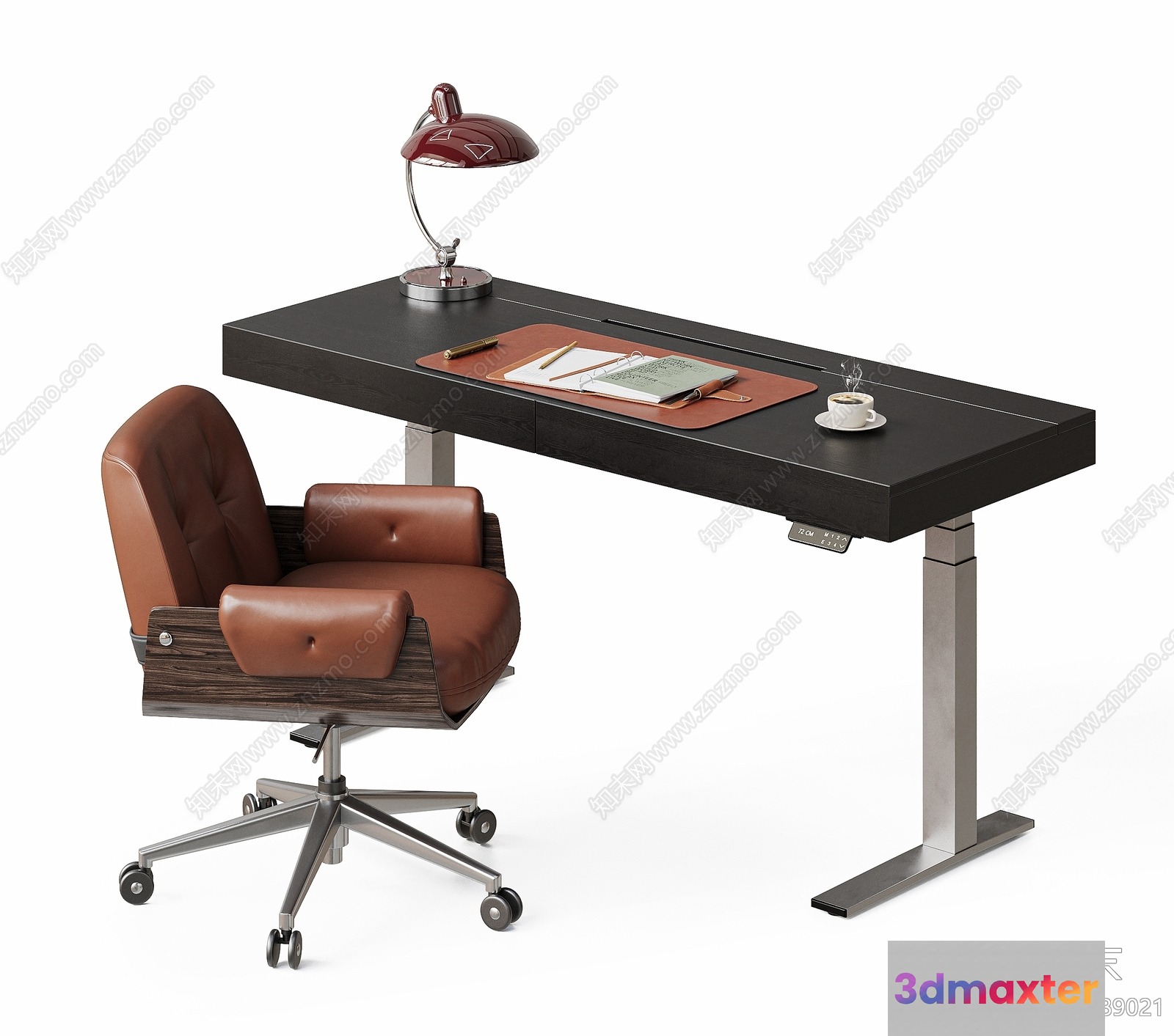 Brown Leather Office Chair 3D Model - 23062 - VRAY Render
