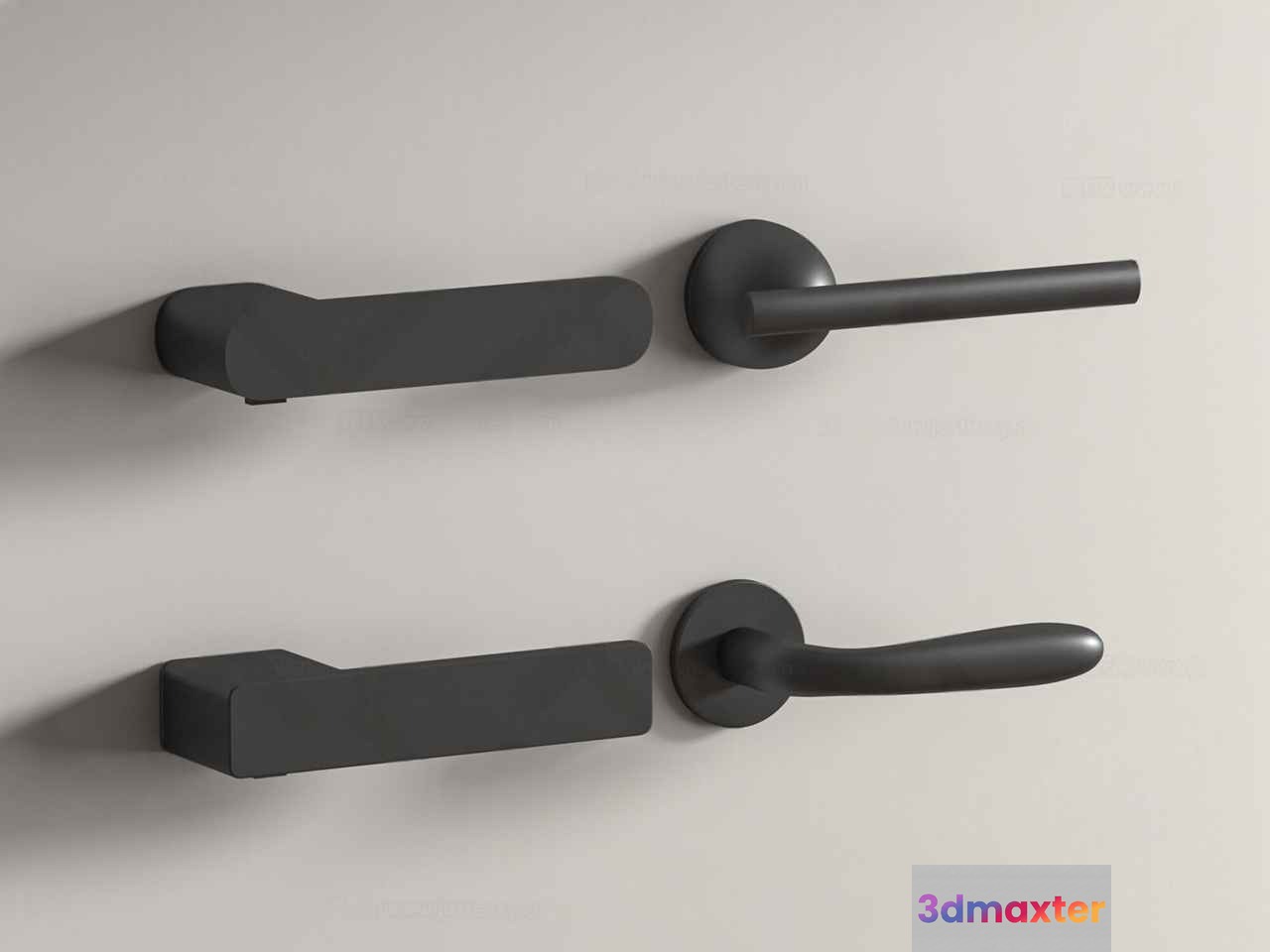 A Black Door Handle 3D Model - 13605 - VRAY Render