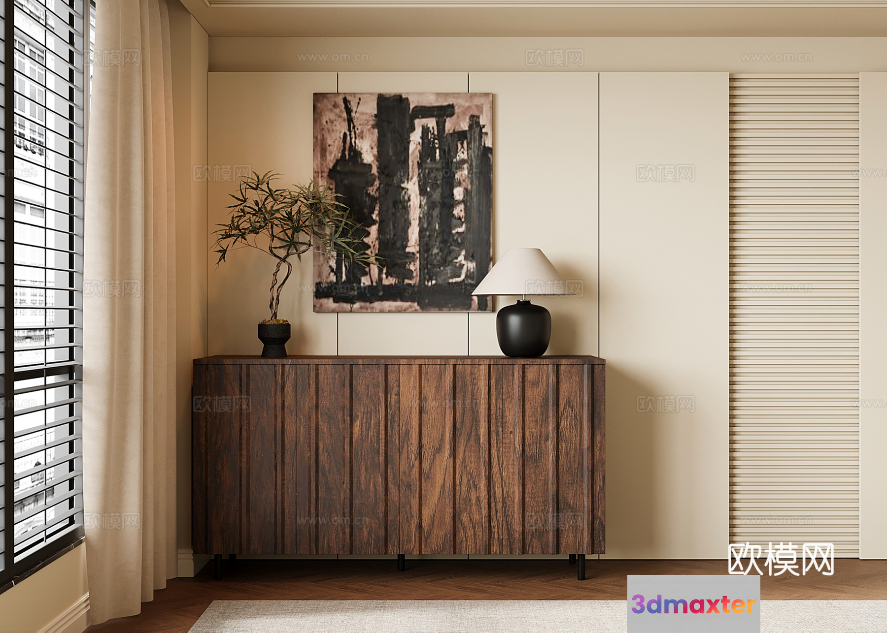 A Wooden Cabinet 3D Model - 4270 - VRAY Render