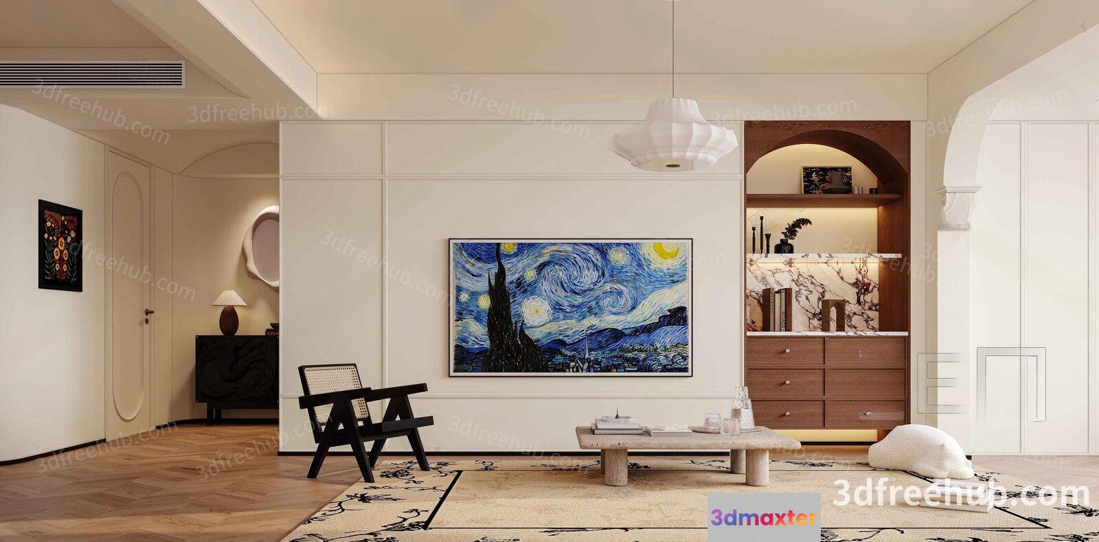 Modern Living Room 3D Model - 19915 - VRAY Render