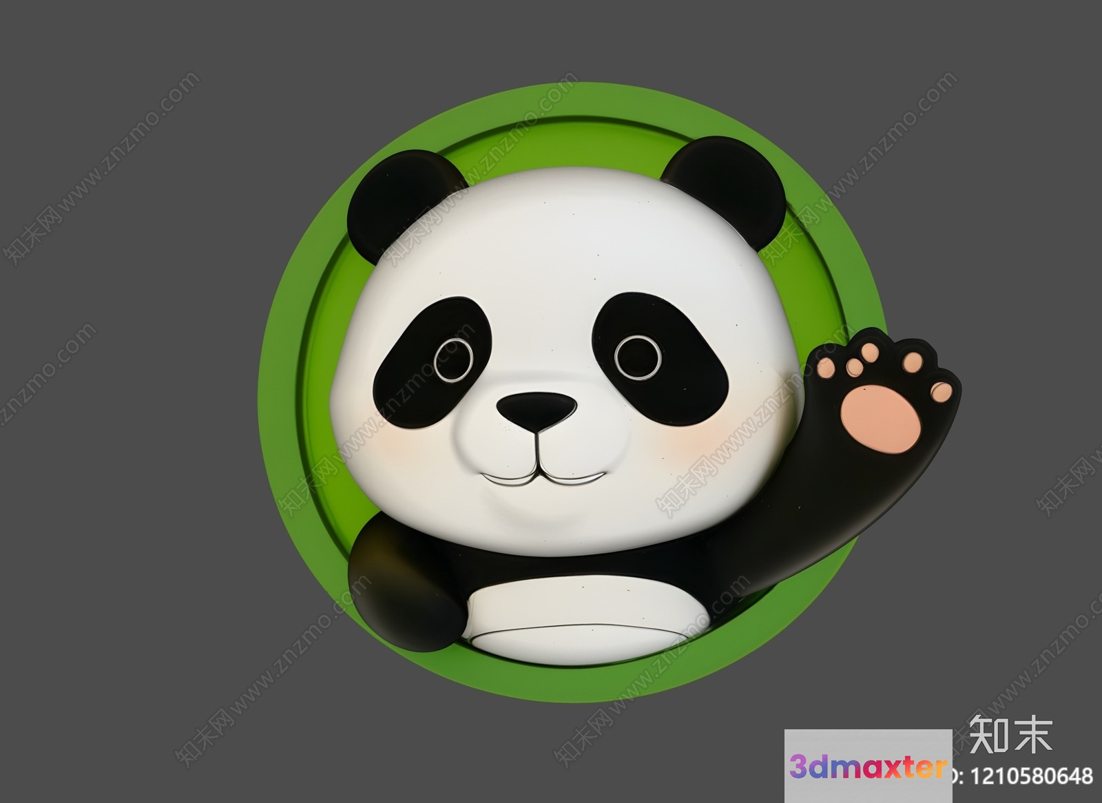 A Cartoon Panda Is The Main Subject Characterized By Its Black And White Coloring 3D Model - 10617 - VRAY Render