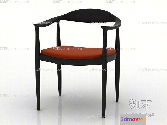 Wooden Chair With A Red Cushion 3D Model - 9571 - VRAY Render