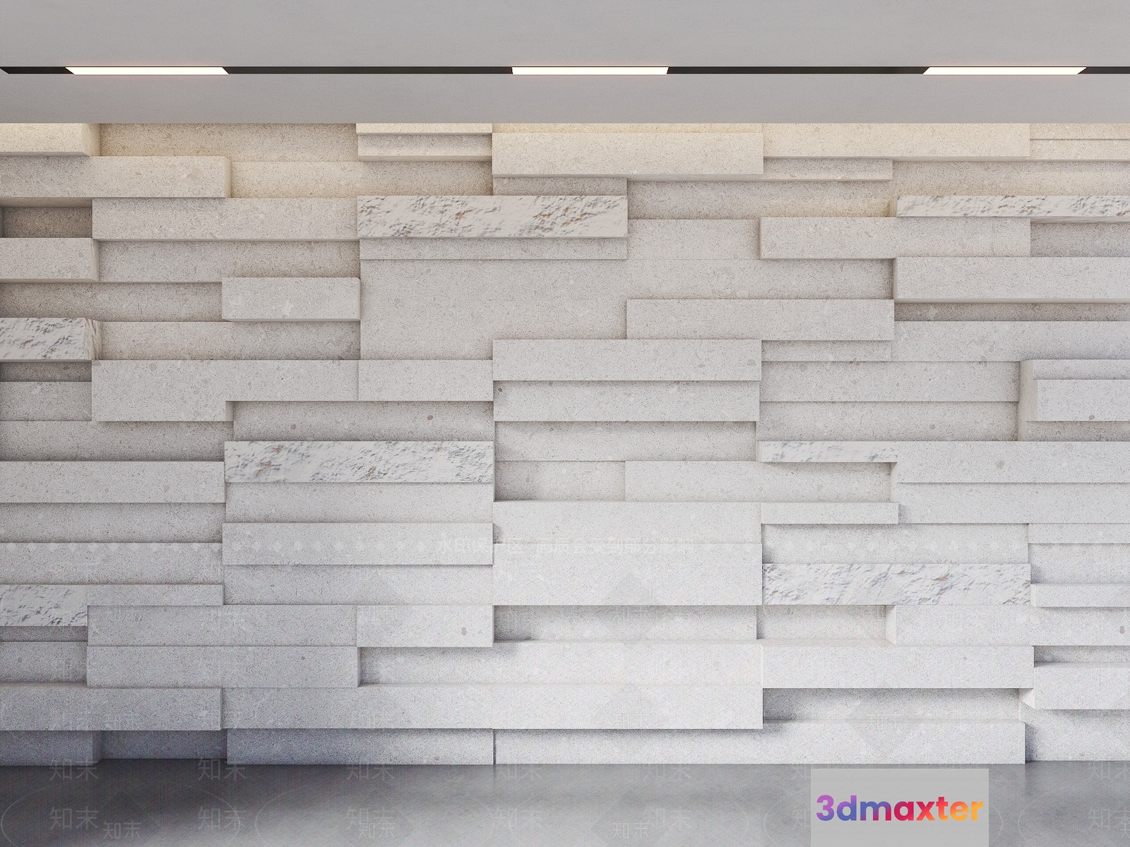 Modern White Stone Wall 3D Model - 15074 - VRAY Render