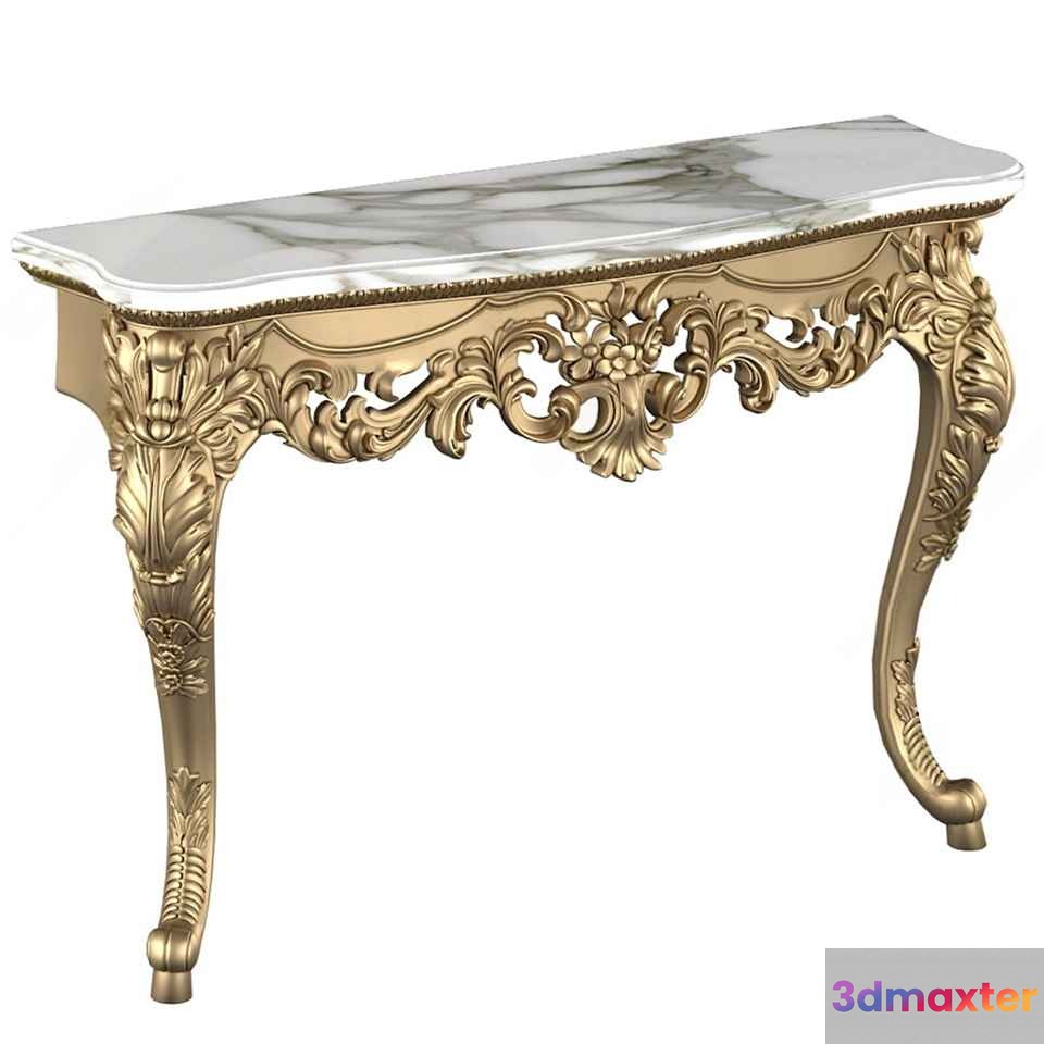 A Gold And White Table 3D Model - 2489 - CORONA Render