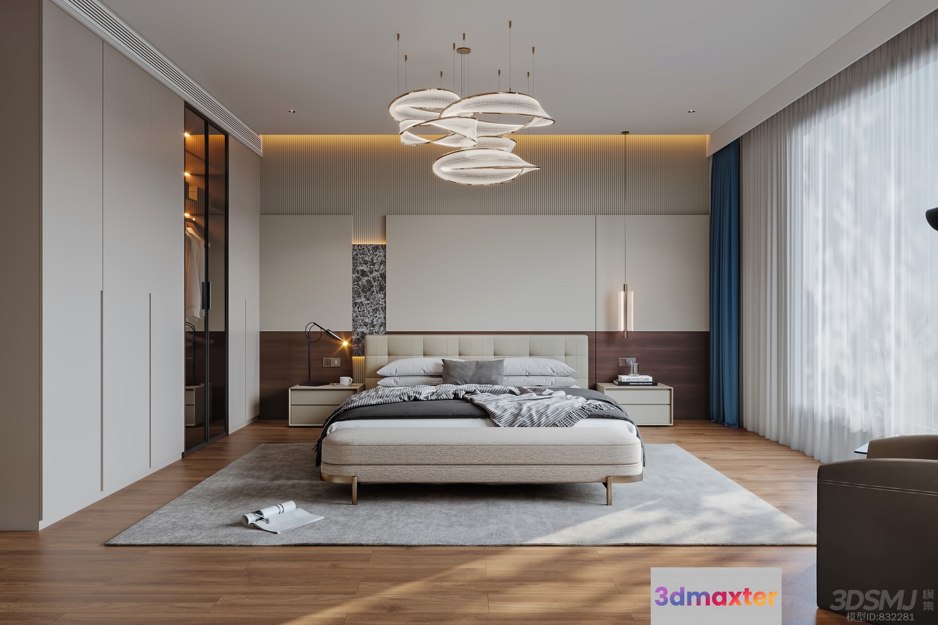 Cozy Modern Bedroom 3D Model - 20297 - CORONA Render