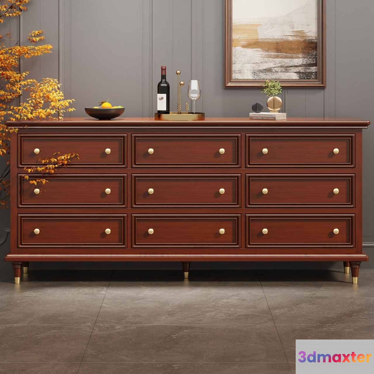 A Wooden Dresser 3D Model - 16564 - VRAY Render