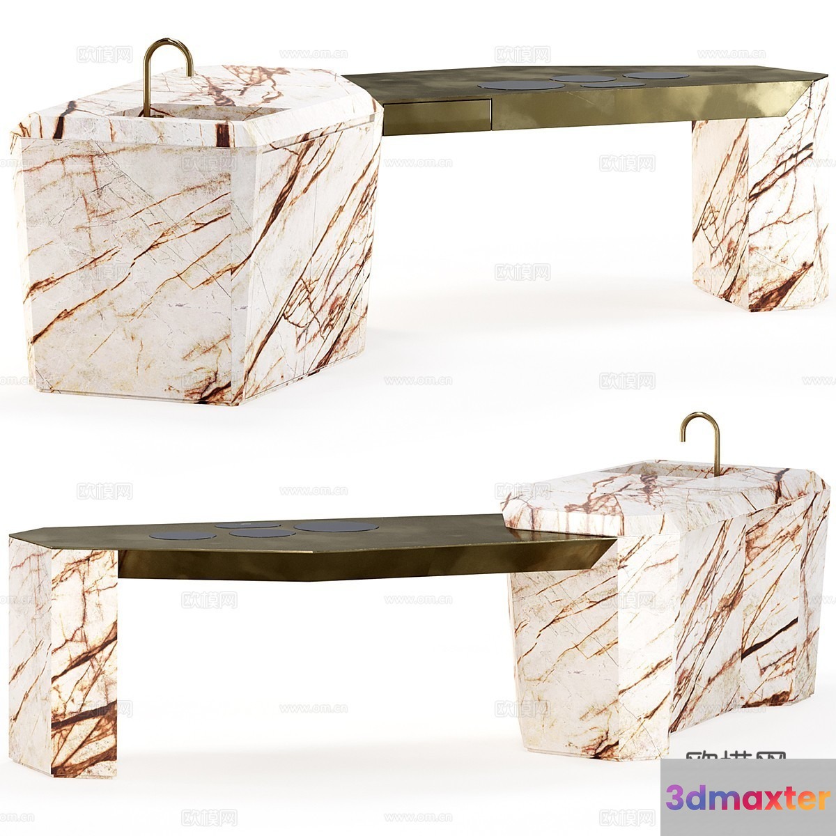 Modern Marble Sink And Bench 3D Model - 21735 - VRAY Render