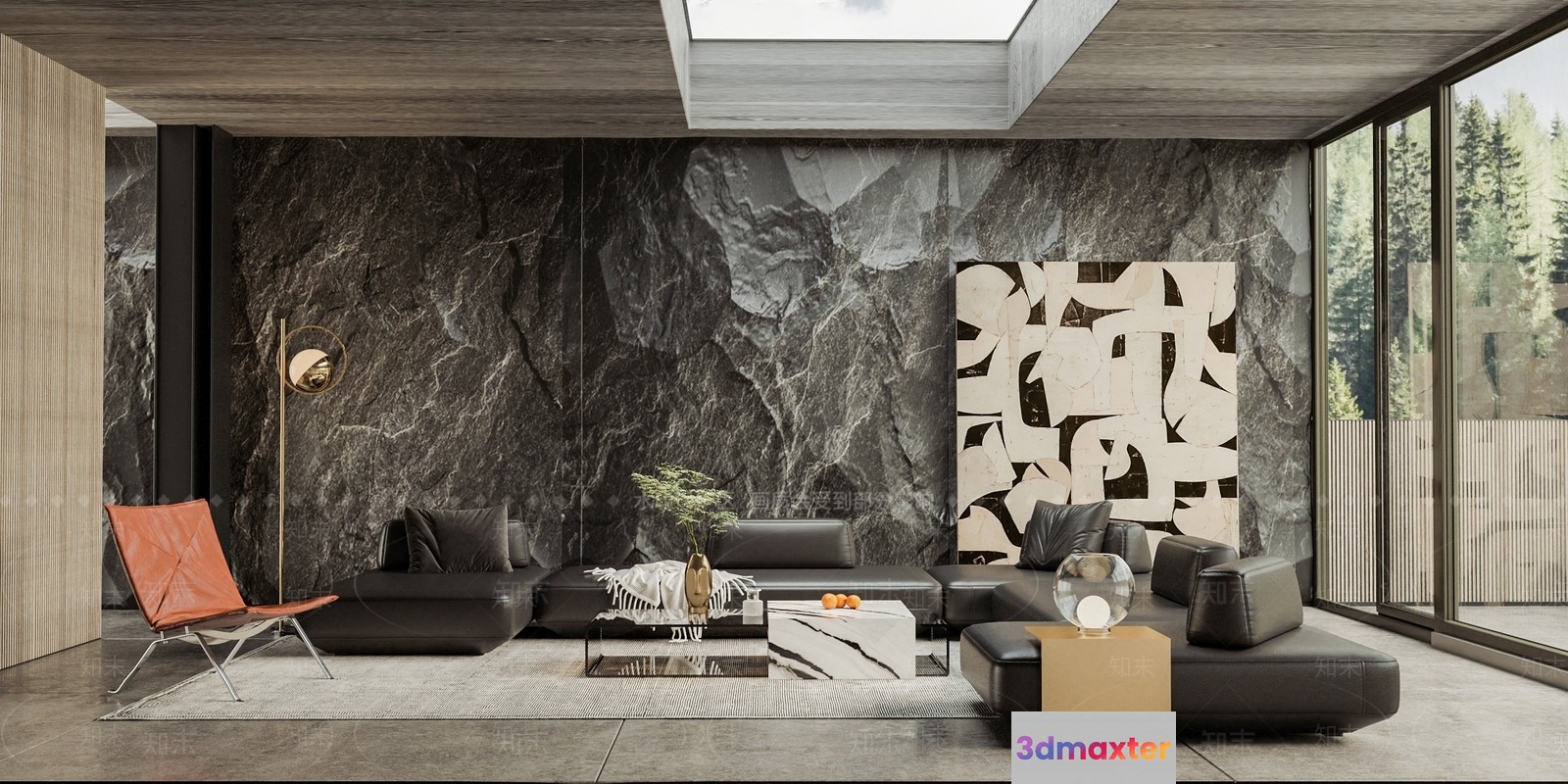 Modern Living Room 3D Model - 435 - VRAY Render