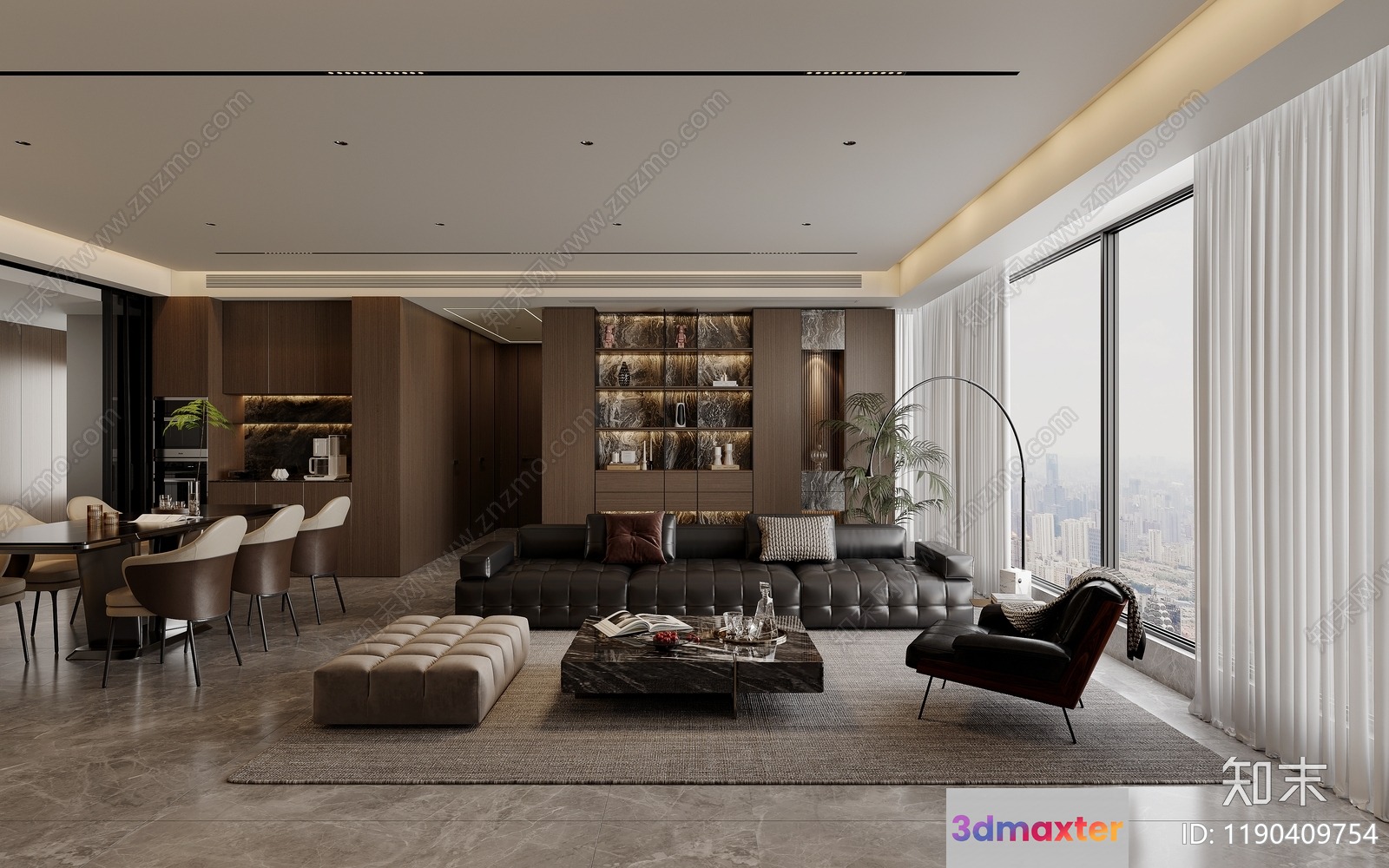 Modern Living Room 3D Model - 16033 - VRAY Render
