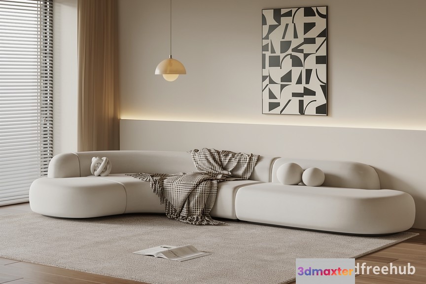 Modern White Couch 3D Model - 22973 - VRAY Render