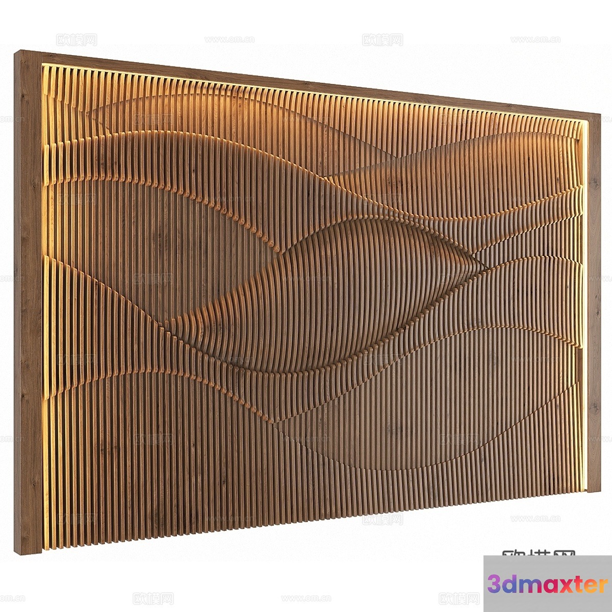 A Wooden Wall Art Piece With A Unique Design 3D Model - 19528 - VRAY Render