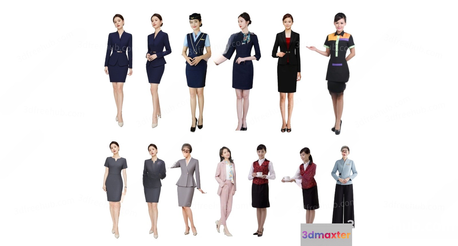 Flight Attendant 3D Model - 21590 - VRAY Render