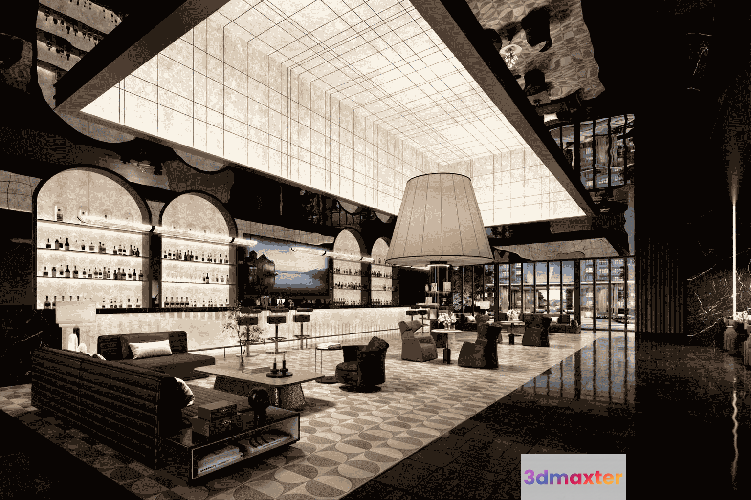 Modern Lounge Area 3D Model - 10957 - VRAY Render