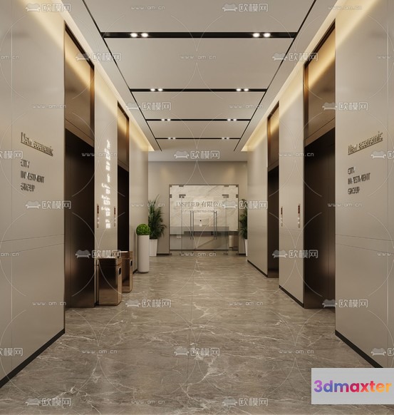 Modern Office Hallway 3D Model - 20104 - VRAY Render