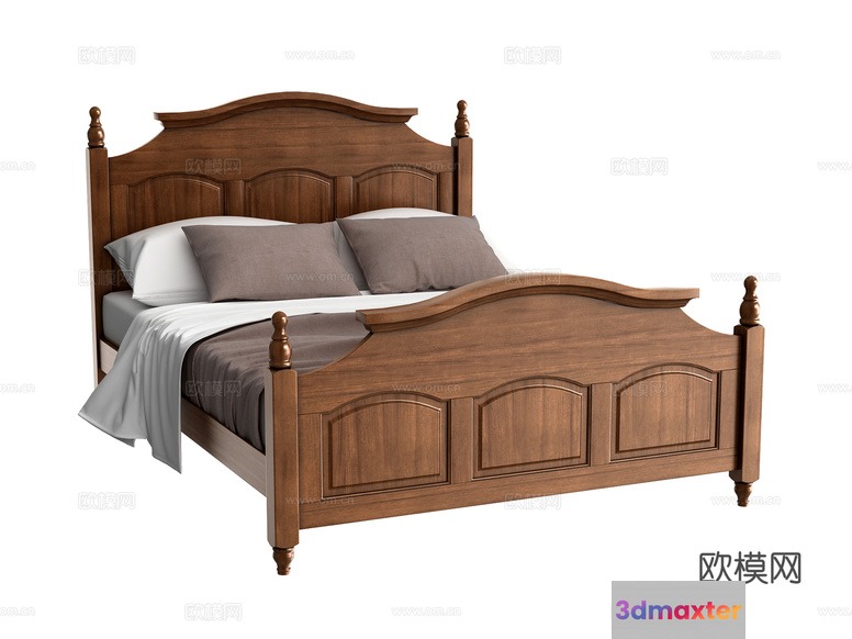 A Wooden Bed Frame 3D Model - 14934 - VRAY Render