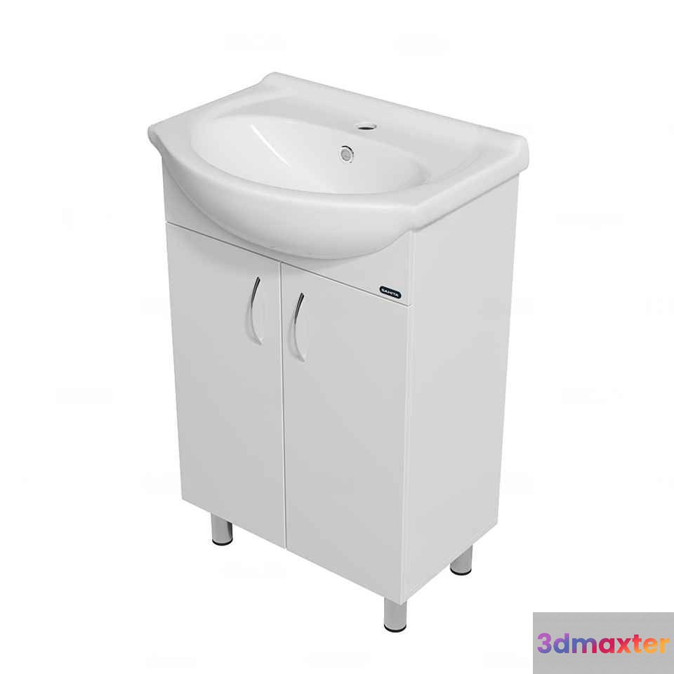 White Sink And Cabinet 3D Model - 8732 - CORONA Render
